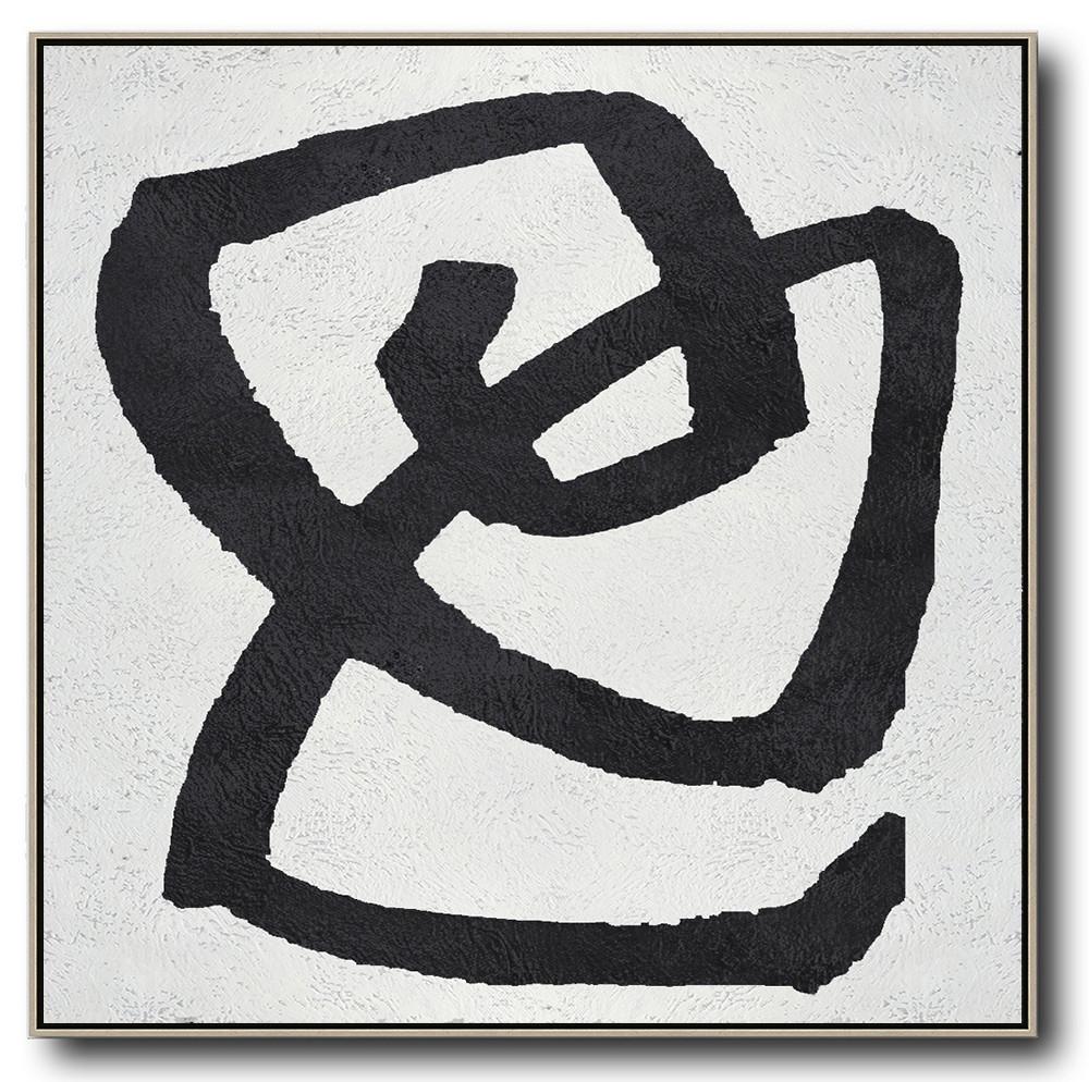 Minimal Black and White Painting #MN85A - Click Image to Close